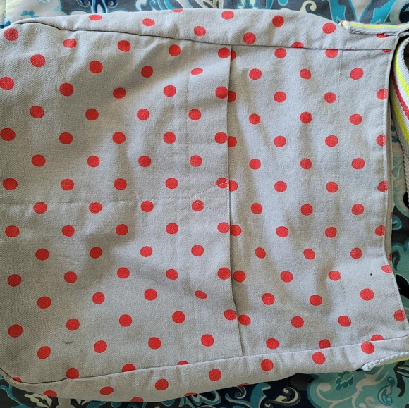 Gap crossbody tan/gray with orange polka dot large beach bag - Picture 3 of 12